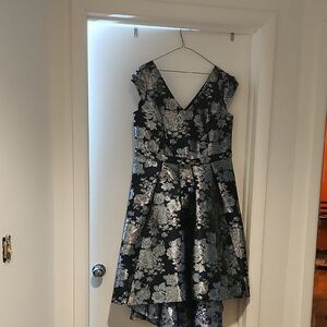 Elegant Floral Blue and Silver Dress